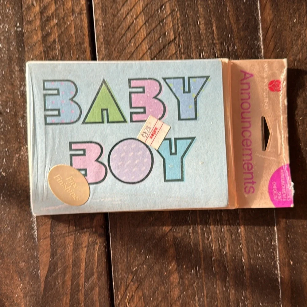 4 packages of vintage 1980s baby boy announcements.